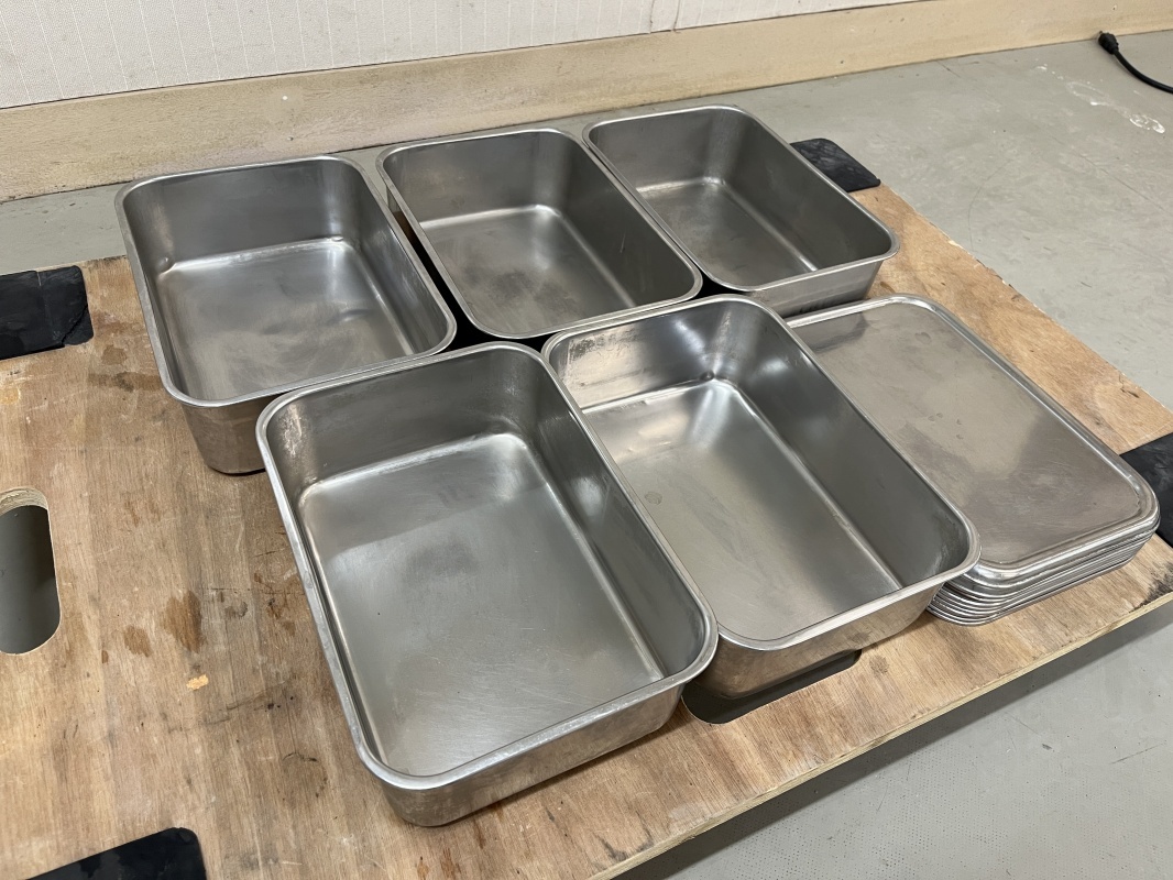 5点セット! 業務用 ステンレス 深型 角バット 5号 クローバー 大屋製作所 蓋つき 厨房機器 調理器具 キッチン 飲食店 中古 現状 L-27