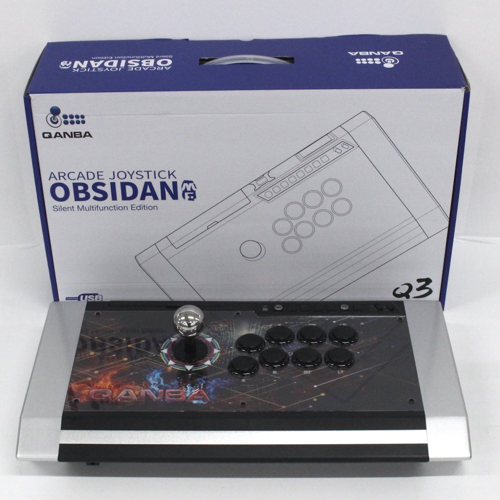 ●美品 Qanba Q3 Obsidian Arcade Joystick MF 静音 OBSIDAN MF Q3 アーケードコントローラー アケコン[ne]mat202