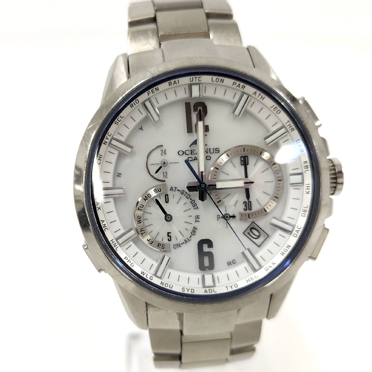 ●CASIO カシオ オシアナス メンズ 腕時計 OCW-T2000 ホワイト系文字盤 ソーラー電波 中古[ne]um176