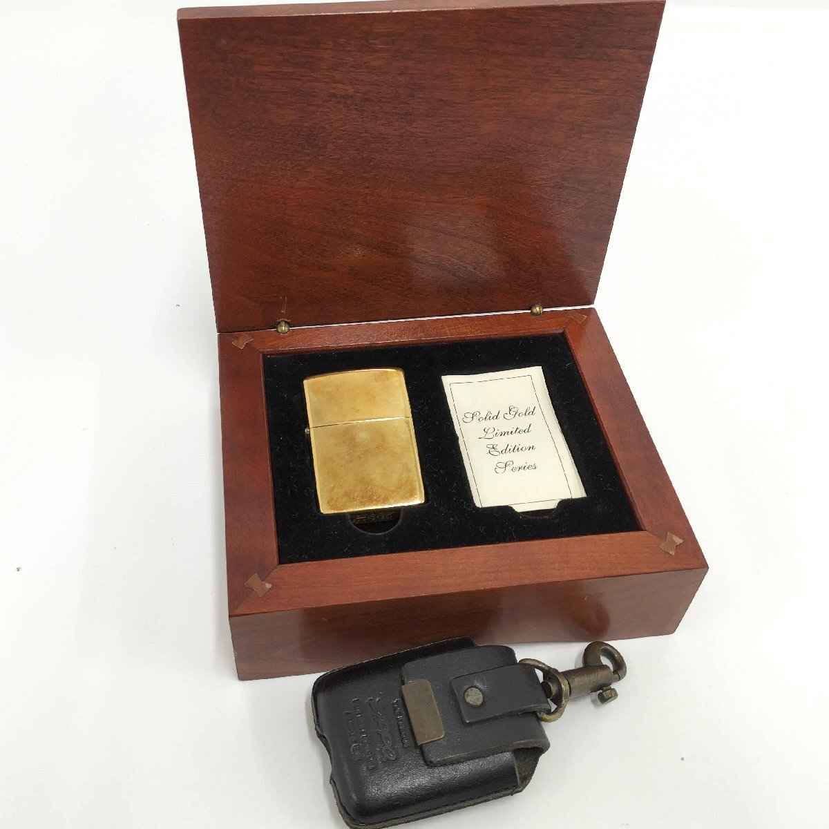 ●希少 18金 Zippo ジッポ オイルライター REGESTED 18KT 78.5g ゴールド 木箱・ケース付き 中古 K18 18金[ne]U146