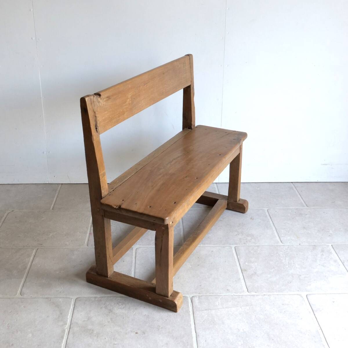 c.1950- 送料無料 オールドチーク材 ベンチ 長椅子 ヴィンテージ 古木 スクールベンチ 古家具 インテリア ディスプレイ -291