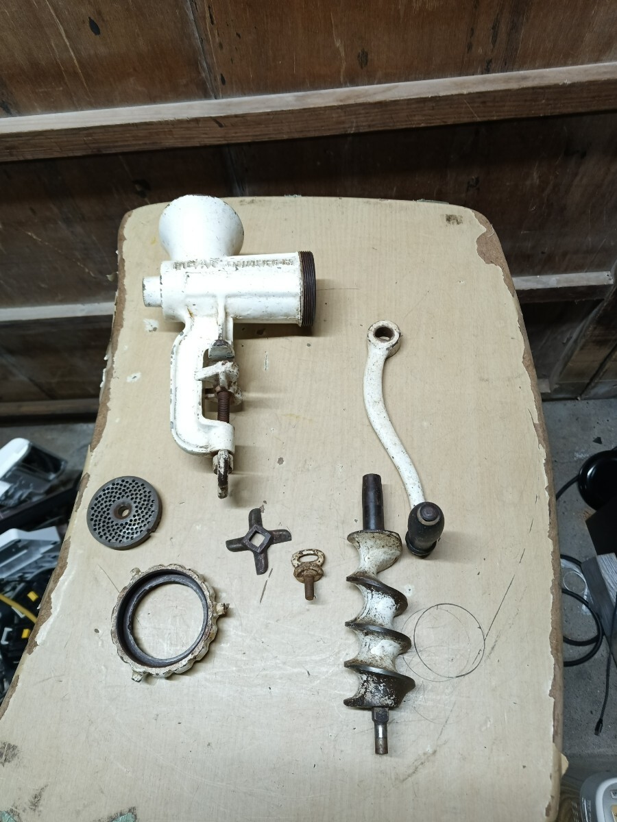 ミッキー　MICKEY　肉挽械　ミートチョッパー　手動式　クランプ式　クランプ　動作未確認当時物　レトロ　アンティーク