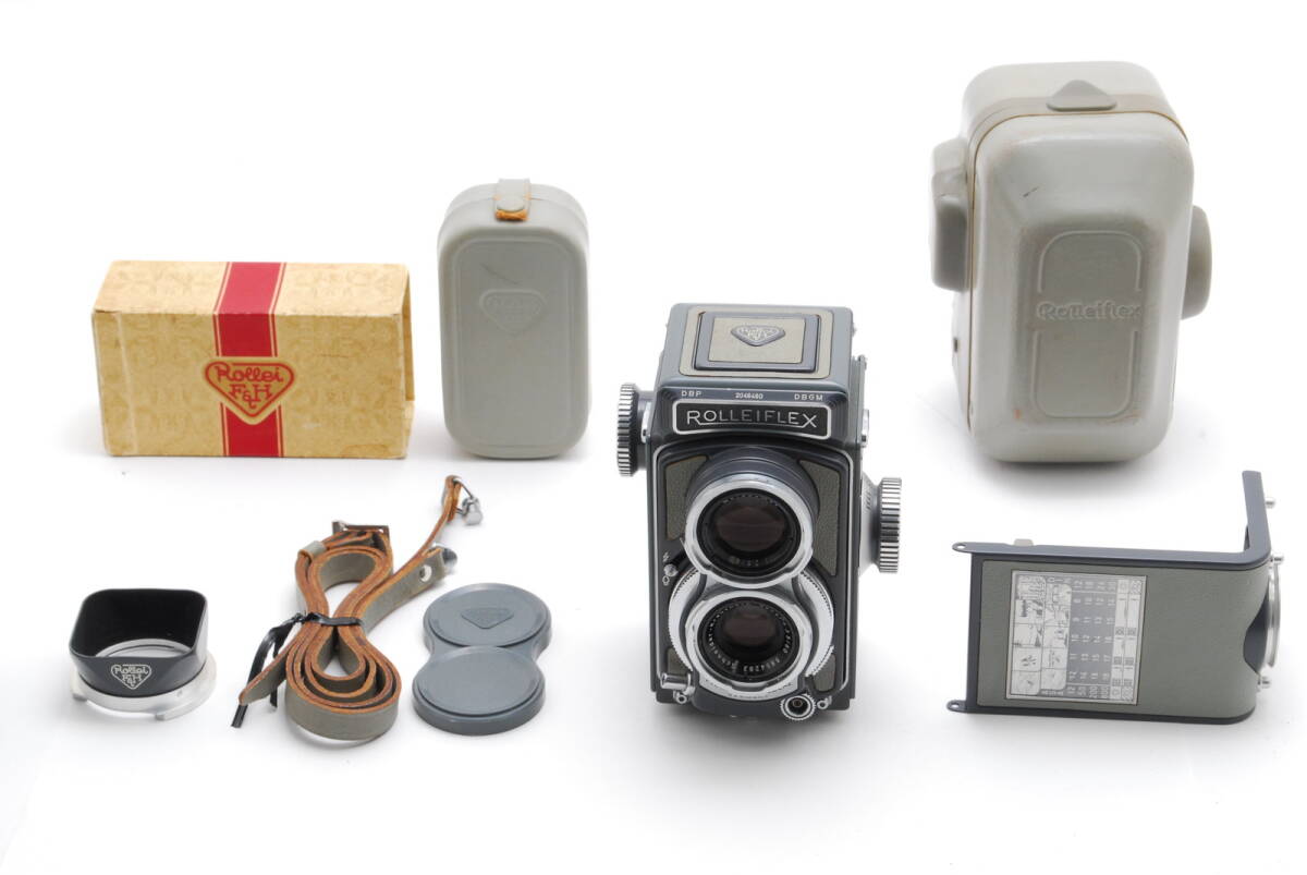【美品 保障付 動作確認済】 Rolleiflex ローライ Gray Baby Rollei 4x4 127 Film 二眼レフ フィルムカメラ ケース＆フード付 #V2105