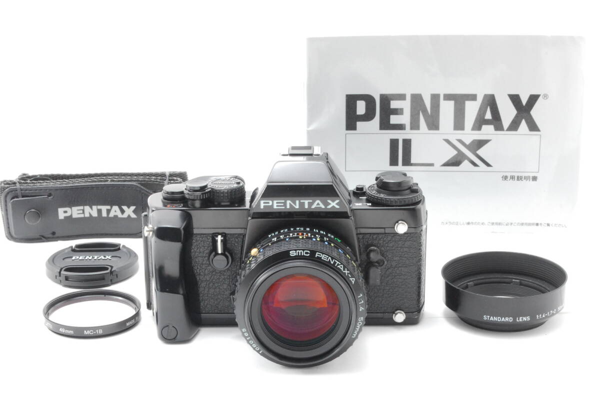 シリアル 535xxxx【美品 保障付 動作確認済】 Pentax ペンタックス LX 後期 Black 35mmフィルムカメラ + A 50mm F/1.4 + グリップ #V2181