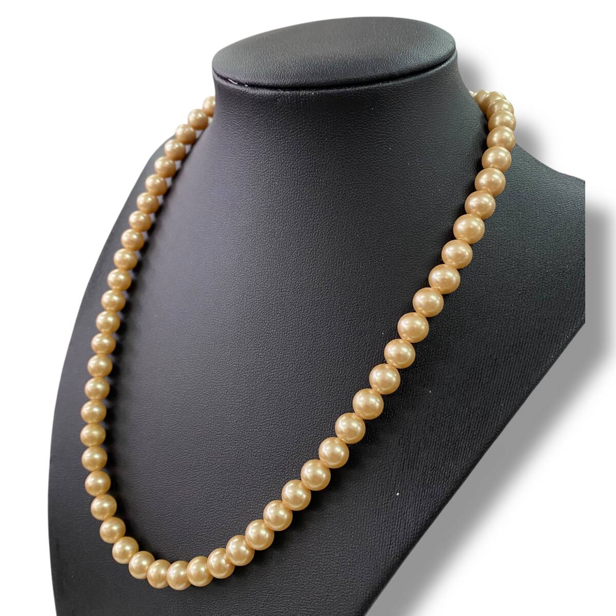 [60]260116-8311-1935 IR300 パール ネックレス 約7.5mm 全長43cm ゴールド系 金具silver刻印有り アクセサリー 傷、汚れ有り