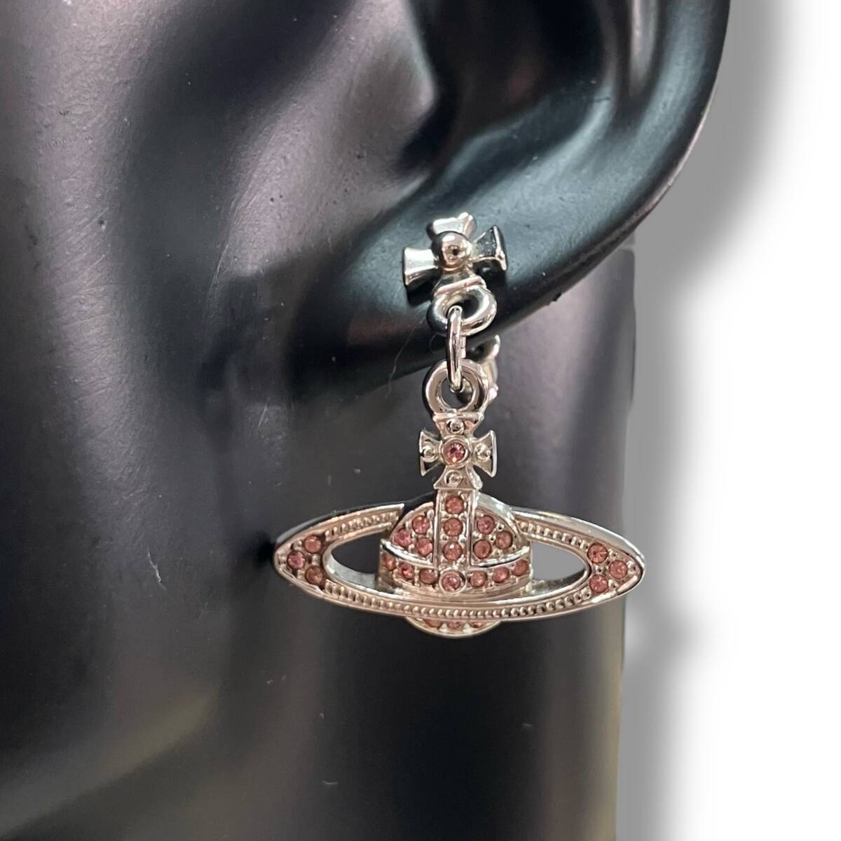 [60]260106-8282-1905 IR300 惑星モチーフ　ピアス　石取れあり　ピンク　メッキ