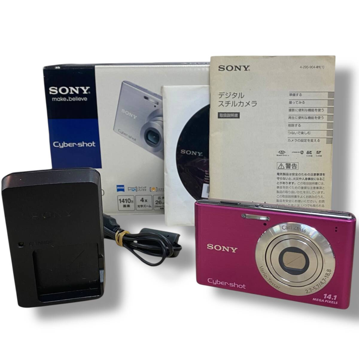 [60/D3-8/251201/8942/770/TS700] SONY Cyber-shot DSC-W550 4×ズーム ピンク デジタルカメラ 動作未確認 現状品