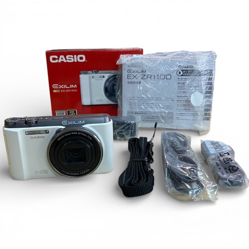 [60/D3-21/260117/8441/380/KT1200] CASIO EXILIM EX-ZR1100 ホワイト 白 カシオ コンパクトデジタルカメラ 現状品 一部破損あり