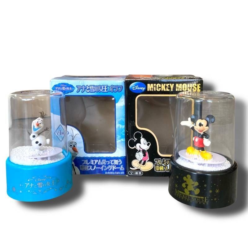 [80/D3-34/260131/10119/1070/UT300] Disney アナと雪の女王 ミッキーマウス プレミアム光って舞う 電動スノーイングドーム まとめ 2点