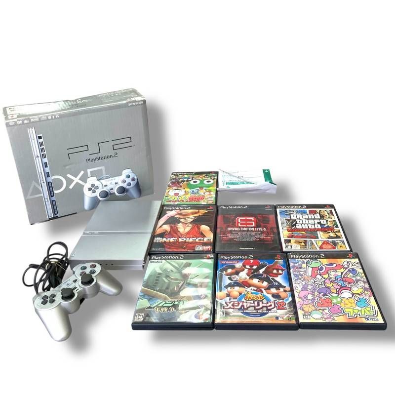 [100/D3-58/260205/10129/1086/UT500] PlayStation2 SCPH- 77000 ソフト 7点 ケーブル欠品有 動作通電未確認 現状品