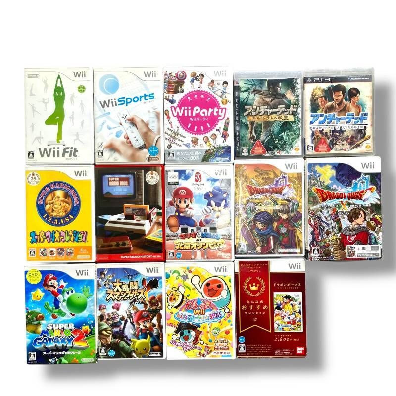 [80/D3-60/251225/8375/1005/UT300]　Wii 13本 PlayStation3 ソフト 2本 マリオ ドラゴンボール 太鼓の達人 ドラゴンクエスト 他