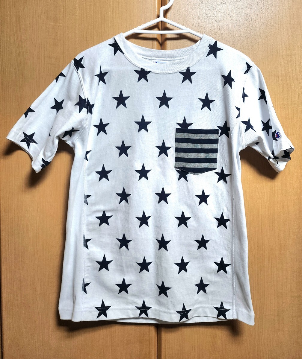 Champion チャンピオン リバースウィーブ Tシャツ スター 星柄 L ホワイト 白