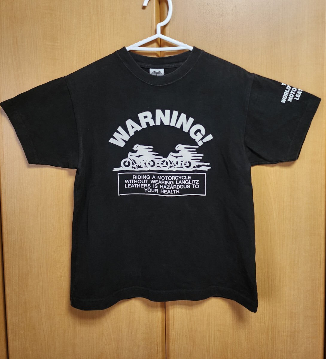 ラングリッツレザー Tシャツ ブラック 古着 ビンテージ S
