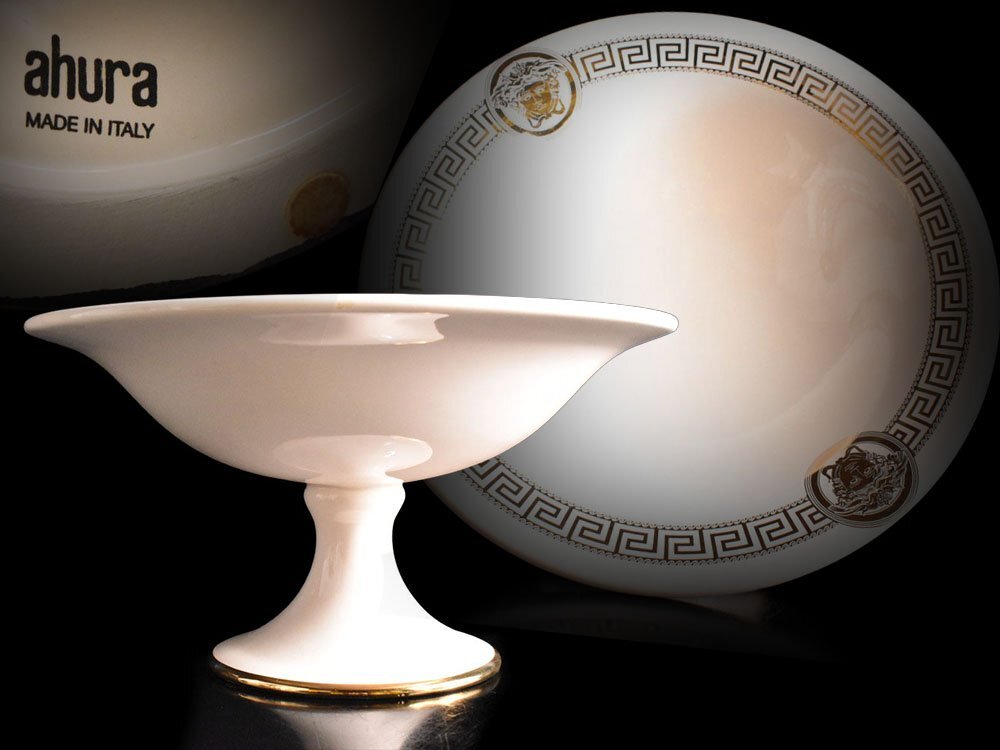 【雲】某有名収集家放出品 ahura アウラ VERSACE ヴェルサーチ コンポート 古美術品(置物)Y8702 LTomny