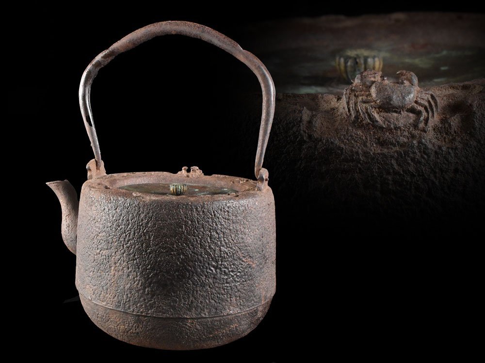 【雲】某名家収蔵品 釜師名人造 荒肌鉄瓶 高さ32.5cm 古美術品(金寿亀龍文堂)CY1985 UTDsvtr