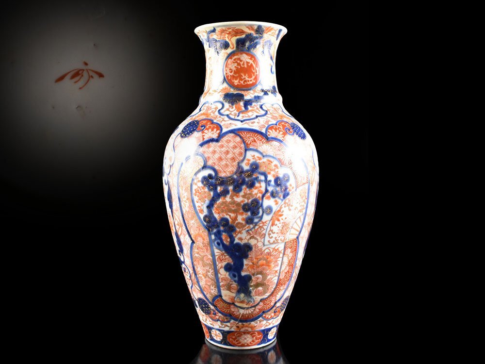 【雲】某資産家買取品 オールド香蘭社 色絵金彩松竹梅紋花唐草紋花瓶 飾壺 高さ36.5cm 古美術品(花器花入深川製磁)DY2559 UThnbff