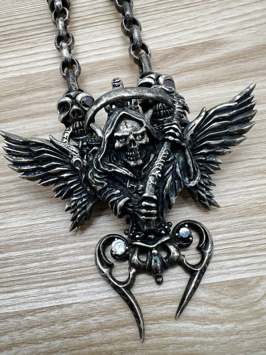 【一点物】アルズニ ALZUNI シルバーアクセサリー　silver950 アクセサリー ネックレス 死神 ジルコニア オニキス