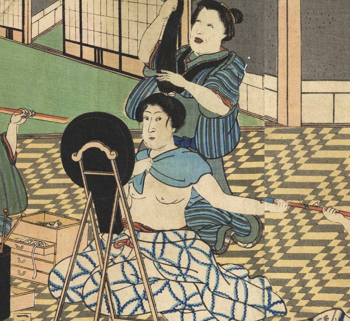 生人形 Iki doll 国芳「風流生人形」本物 浮世絵 木版画 大判 錦絵 三枚続 triptych ukiyoe 活人形 真作