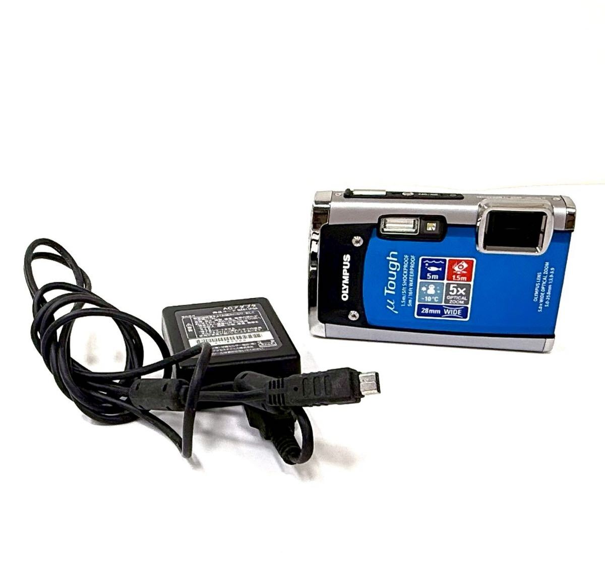 【通電のみ確認】OLYMPUS μ TOUGH-6020 オリンパス ミュー タフ 防水コンパクトデジタルカメラ ブルー 水中撮影IT8VBES3XDLS A0316