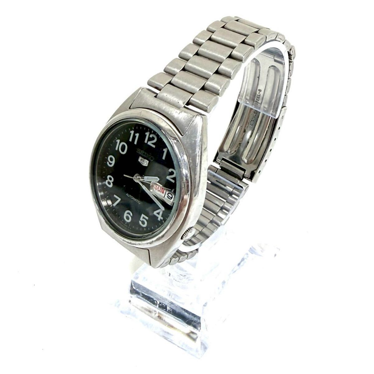 【ジャンク品】SEIKO 5 セイコー ファイブ 7S26-3130 メンズ 自動巻き 腕時計 3針 SS デイデイト ブラック文字盤 IT73I65AQHLC B0309