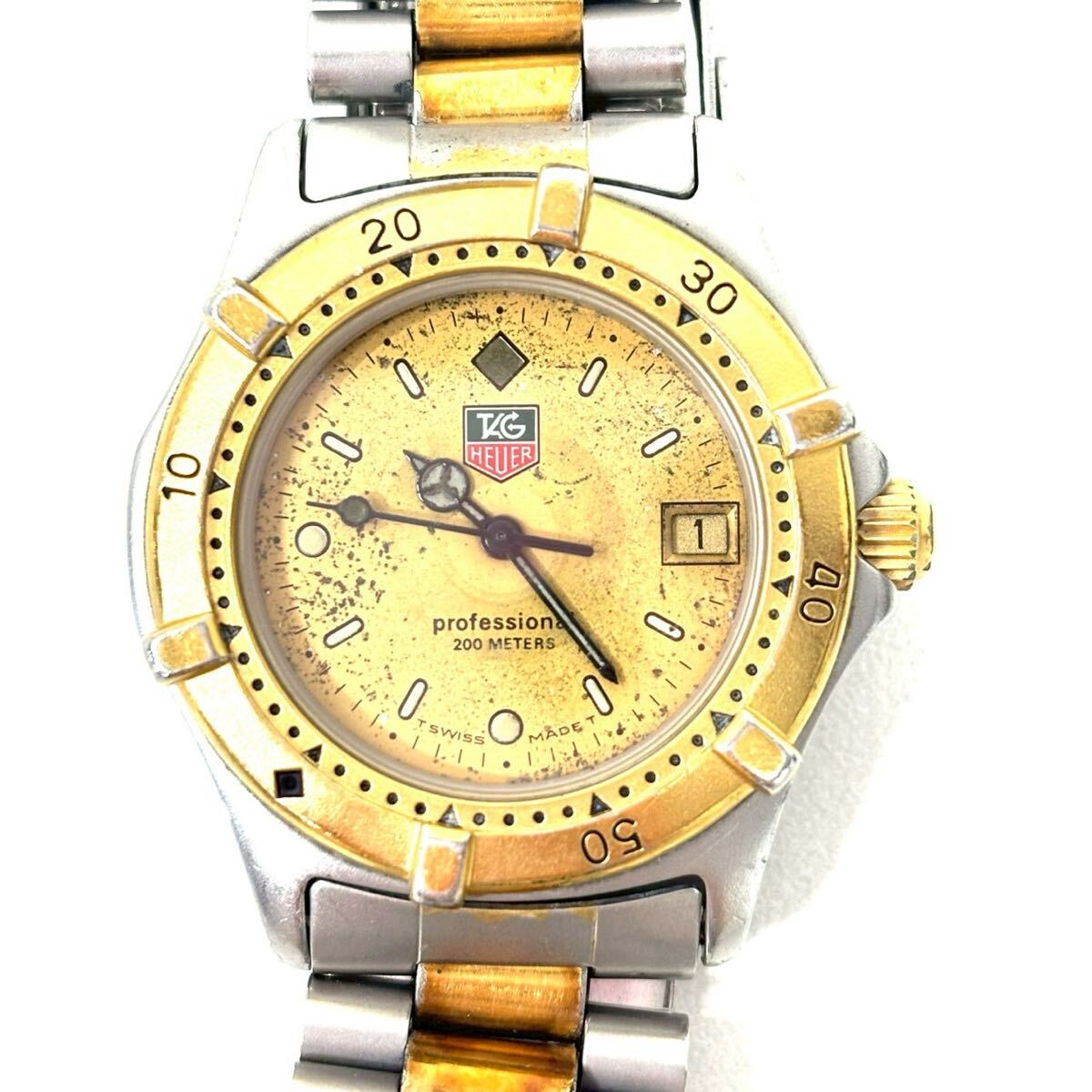 【ジャンク品】TAG HEUER タグホイヤー 964.013-2 ボーイズ腕時計 プロフェッショナル GP×SS ゴールド文字盤 クオーツ IT418AZA4CLK B0316