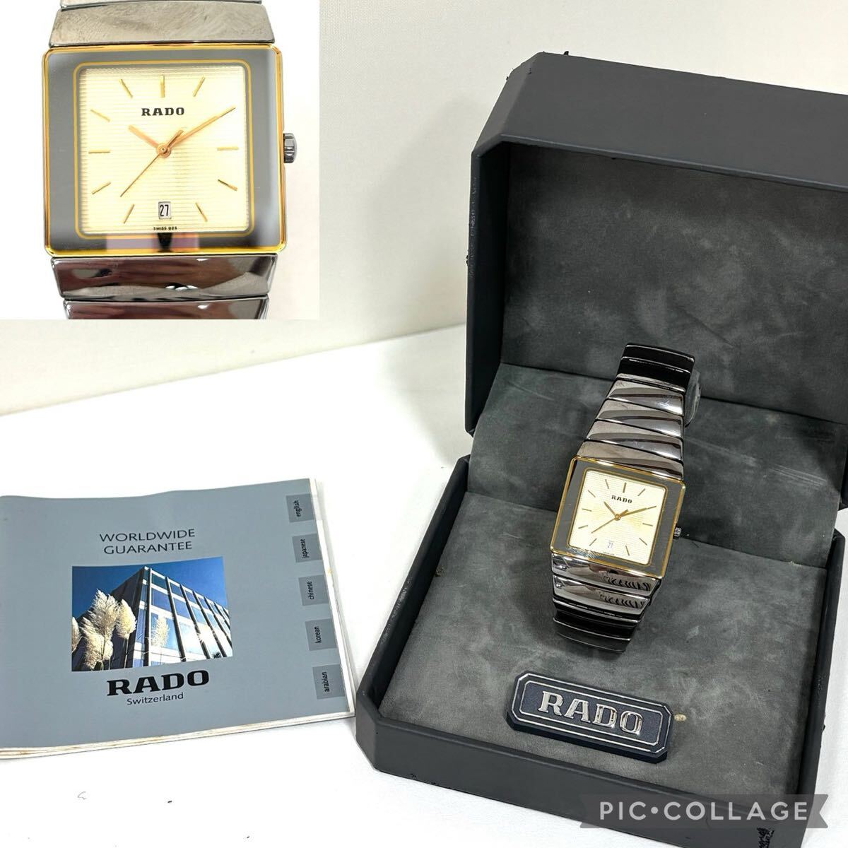 【不動品】RADO ラドー DIASTAR ダイヤスター 152.0332.3 メンズ 腕時計 QZ 3針 デイト 箱付き ITSTIEVCK06W B0316
