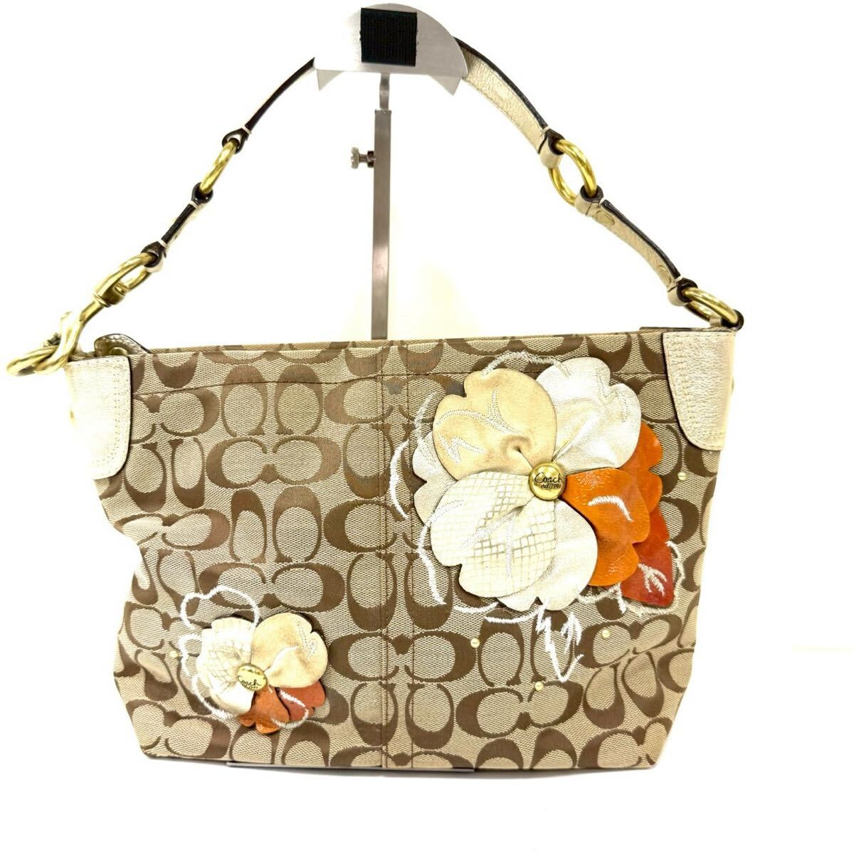 COACH コーチ シグネチャー フラワー F16879 ワンショルダーバッグ ハンドバッグ ブラウン系 キャンバス レディース ITLETZAAIB8Q G0323