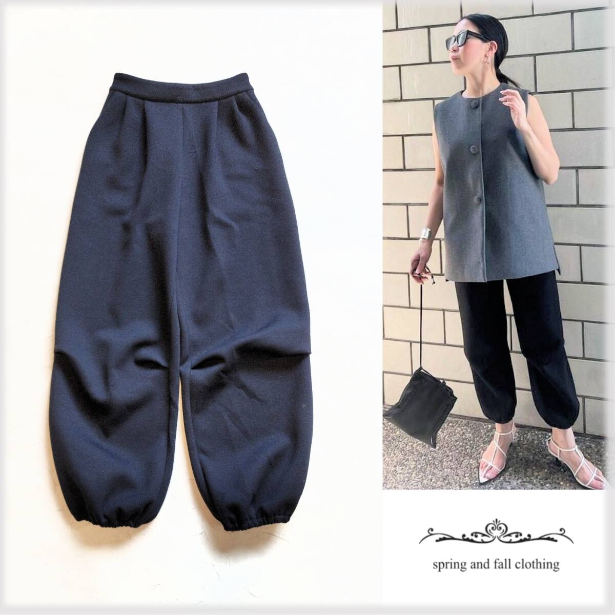 ほぼ未使用♪美品 (微難)＊ ella selectshop エラ ＊cardboard jogger pants ダンボール ジョガー パンツ♪ネイビーS レディース S19