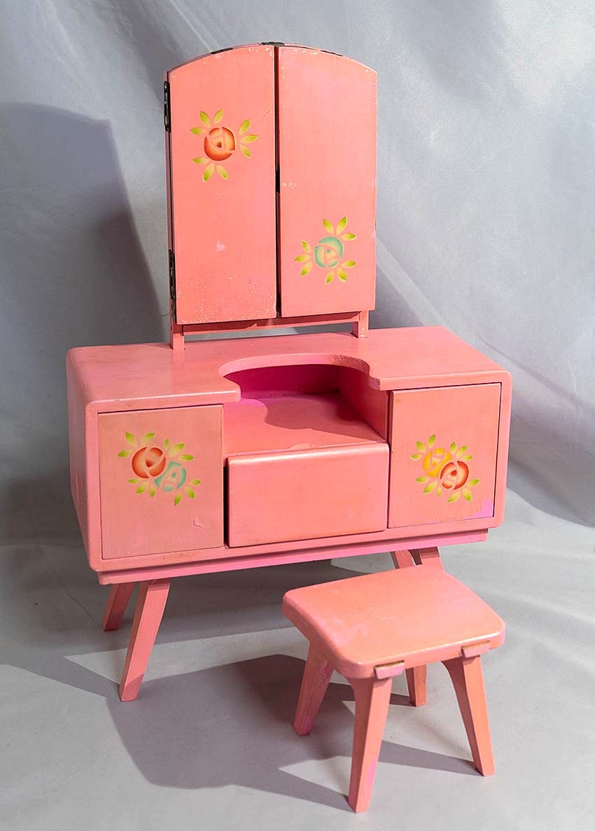 【　送料無料　】木製玩具　三面鏡　鏡台