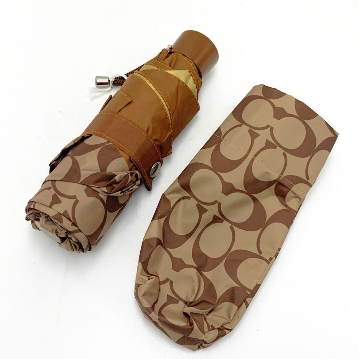 未使用 COACH コーチ 折りたたみ傘 折り畳み 雨傘 タグ付き【FC1019】@60