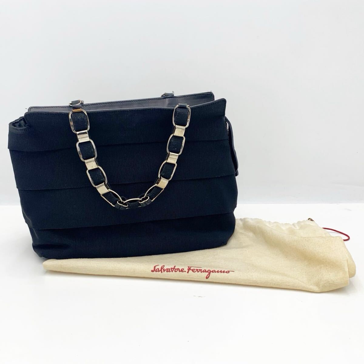 Salvatore Ferrgam フェラガモ ショルダーバッグ AU-21 6689 ブラック系 ナイロン×キャンバス【FC2022】@80