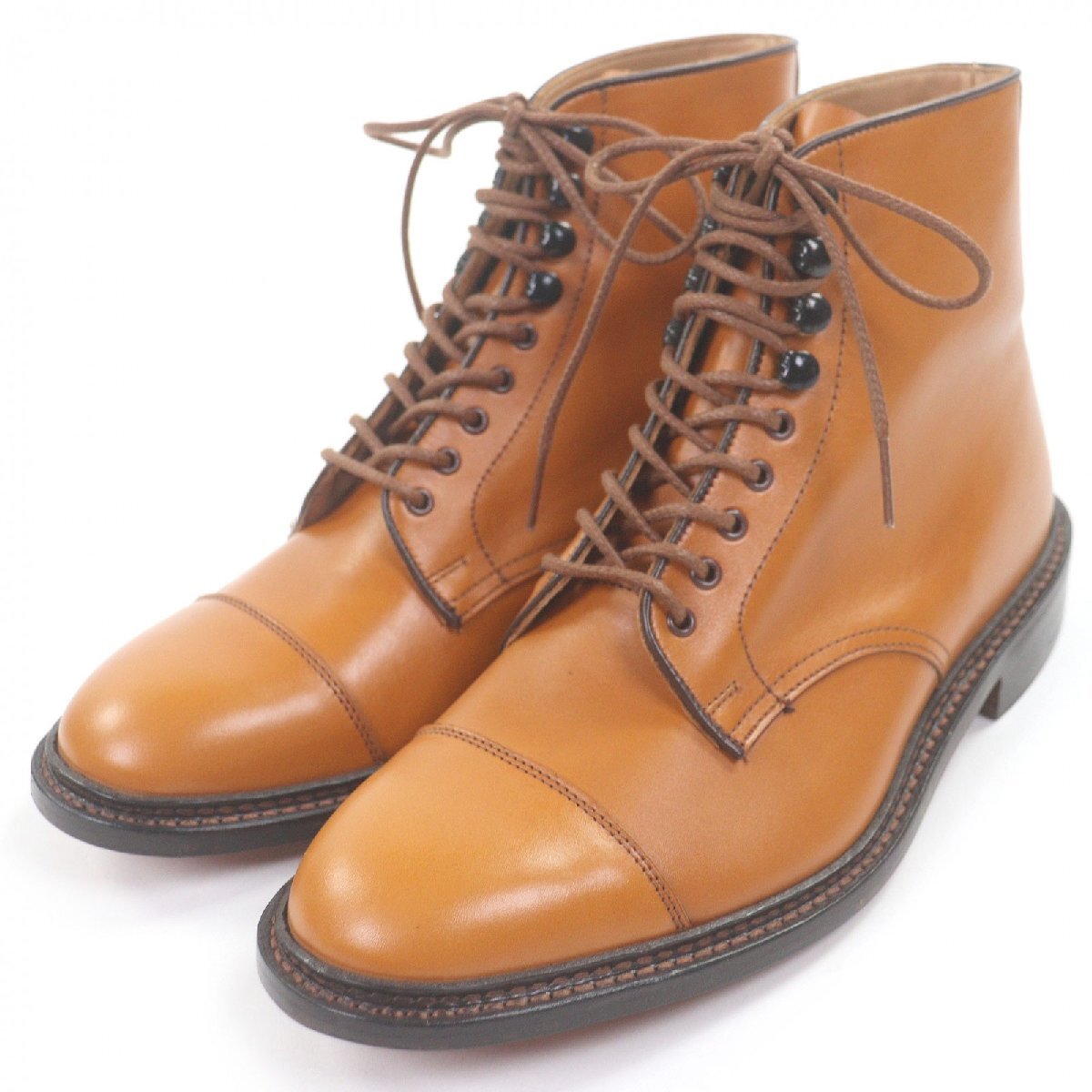 未使用品□Trickers トリッカーズ 7624 SCOTT レザー エイコンアンティーク ストレートチップ アンクルブーツ 茶 7.5 イングランド製