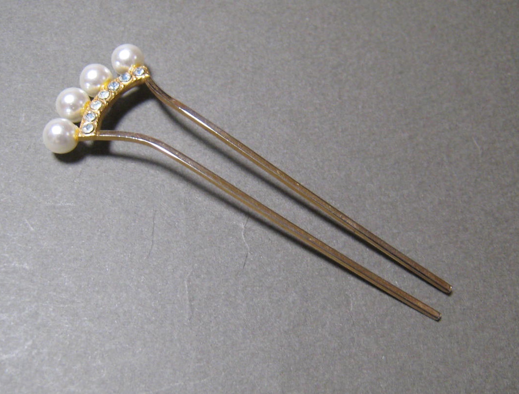 パール　ガラス　ビーズ　ミニ　8.5ｃｍ　バチ簪　和洋装　髪飾り　かんざし