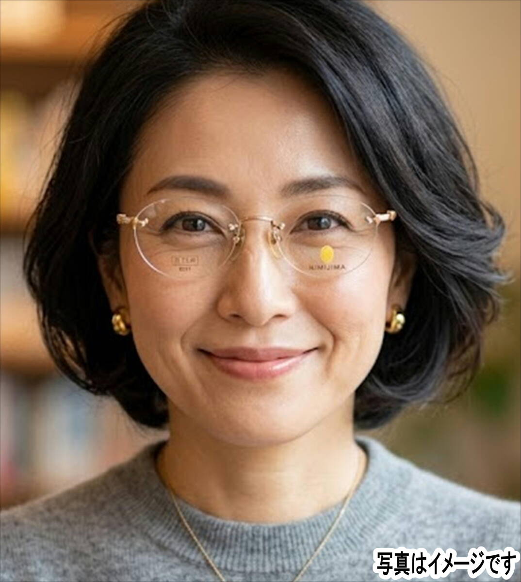 【激レア未使用】KIMIJIMA チタン/Ｎ-004/ ツーポイントフレーム ゴールド×ホワイト 52□17-135 軽量17g 上品 婦人用 ヴィンテージ