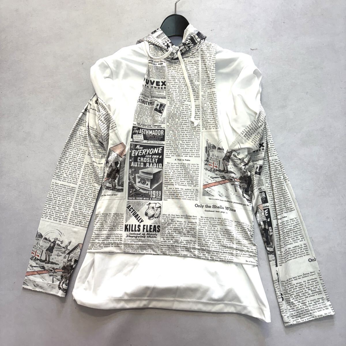 ■ 未使用 '定価 38,800円' COMME des GARCONS コムデギャルソン 半袖 総柄 ドッキング プルオーバー パーカー S レディース トップス