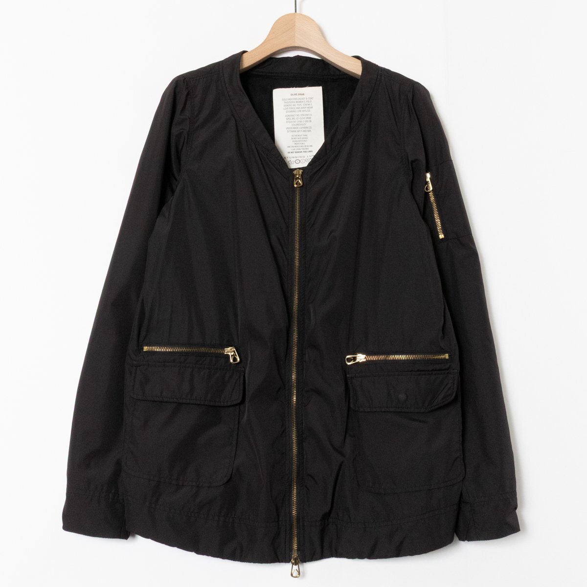 STUNNING LURE スタニングルアー ナイロンジップアップブルゾン 38 ブラック ポリエステル100％ 薄地 ライトアウター シンプル レディース