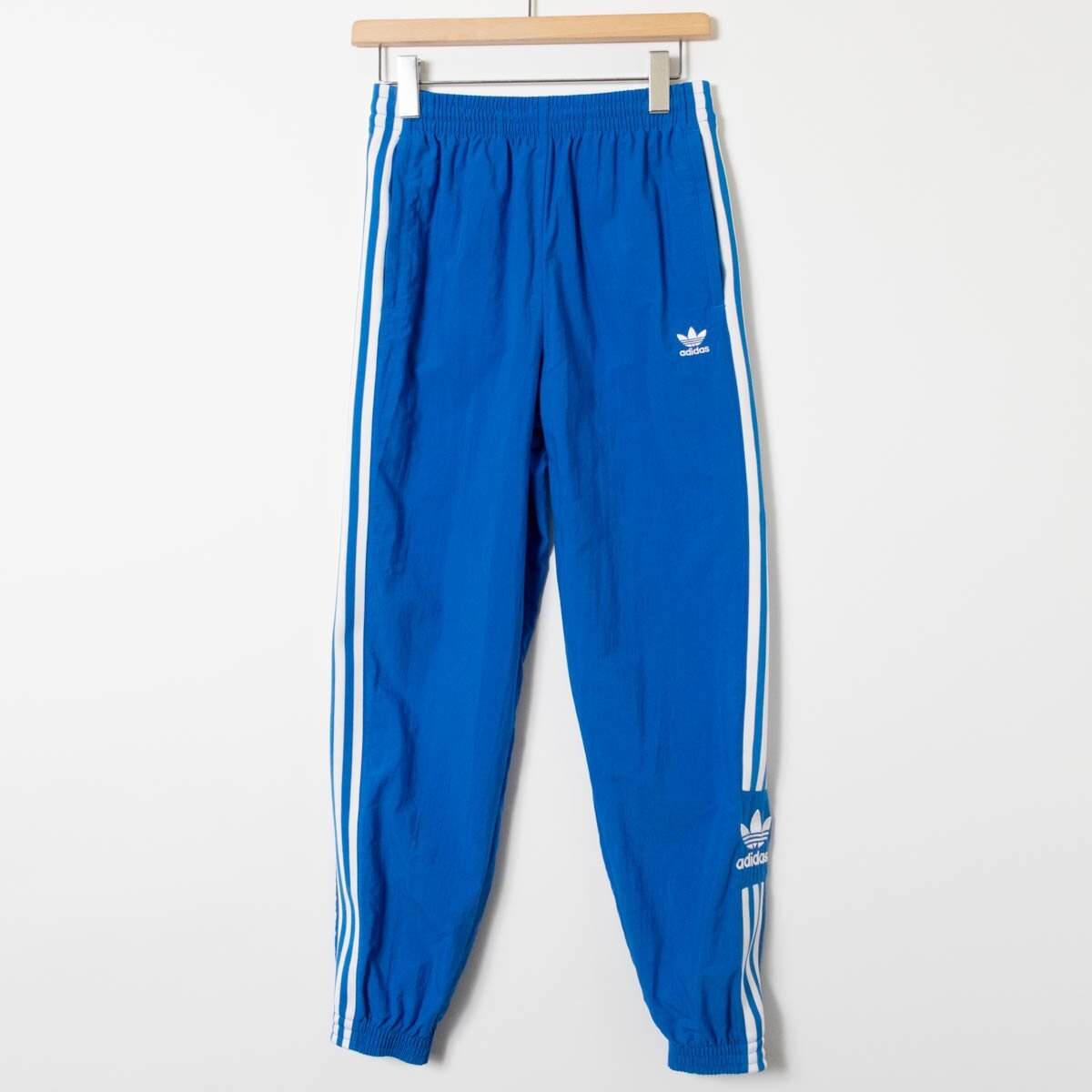 adidas アディダス ナイロンジョガーパンツ L ナイロン100% ブルー レディース 婦人 ウエスト・裾ゴム サイドライン スポーツ トレーニング