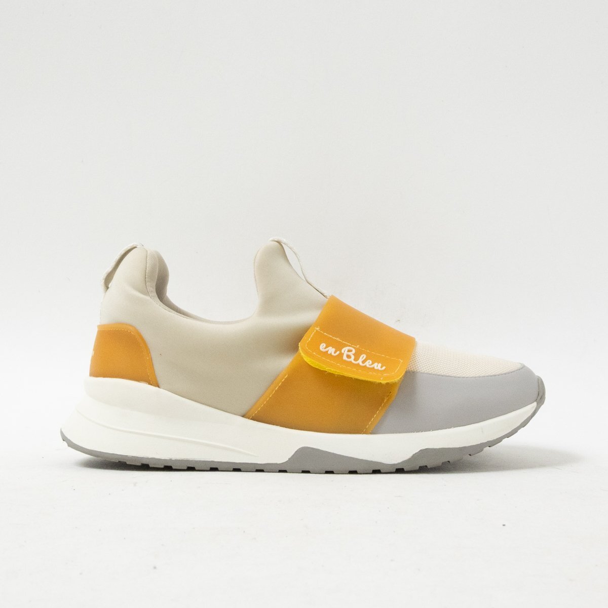 【1円スタート】 LANVIN en Bleu ランバン オン ブルー 2549 24cm ベルクロダッドスニーカー スリッポン 厚底 イエロー レディース 婦人