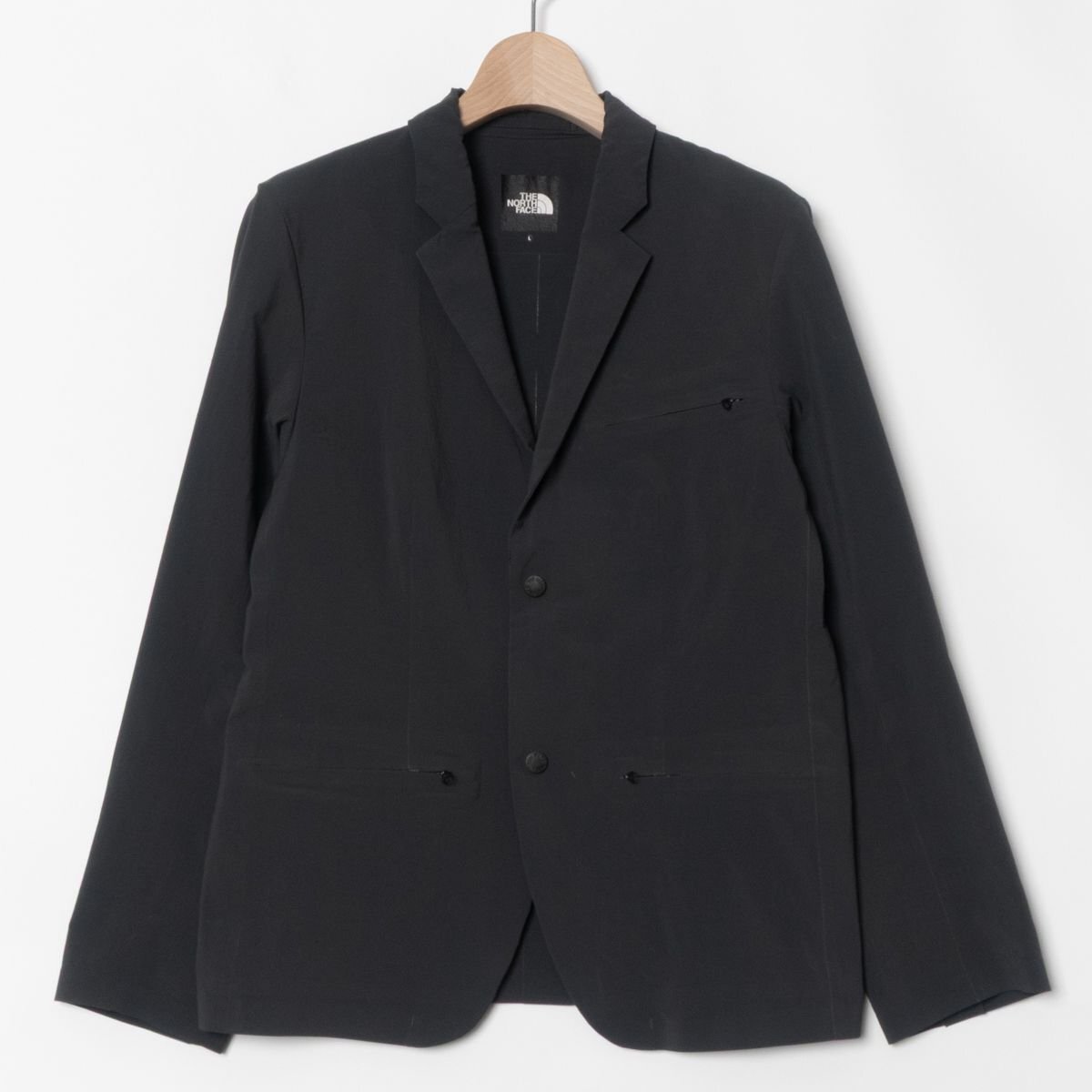 【1円スタート】THE NORTH FACE ノースフェイス ナイロンジャージテーラードカラージャケット L レディース 軽量 裏なし 灰色 グレー 無地