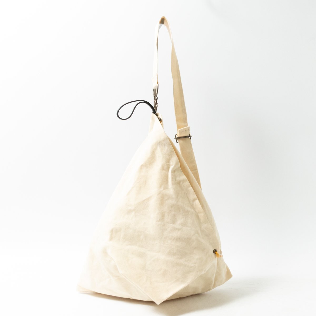 【1円スタート】skep スケップ パラフィン加工 ショルダーバッグ 斜めがけ 生成り 無地 コットン 綿 日本製 ファスナー開閉式 鞄