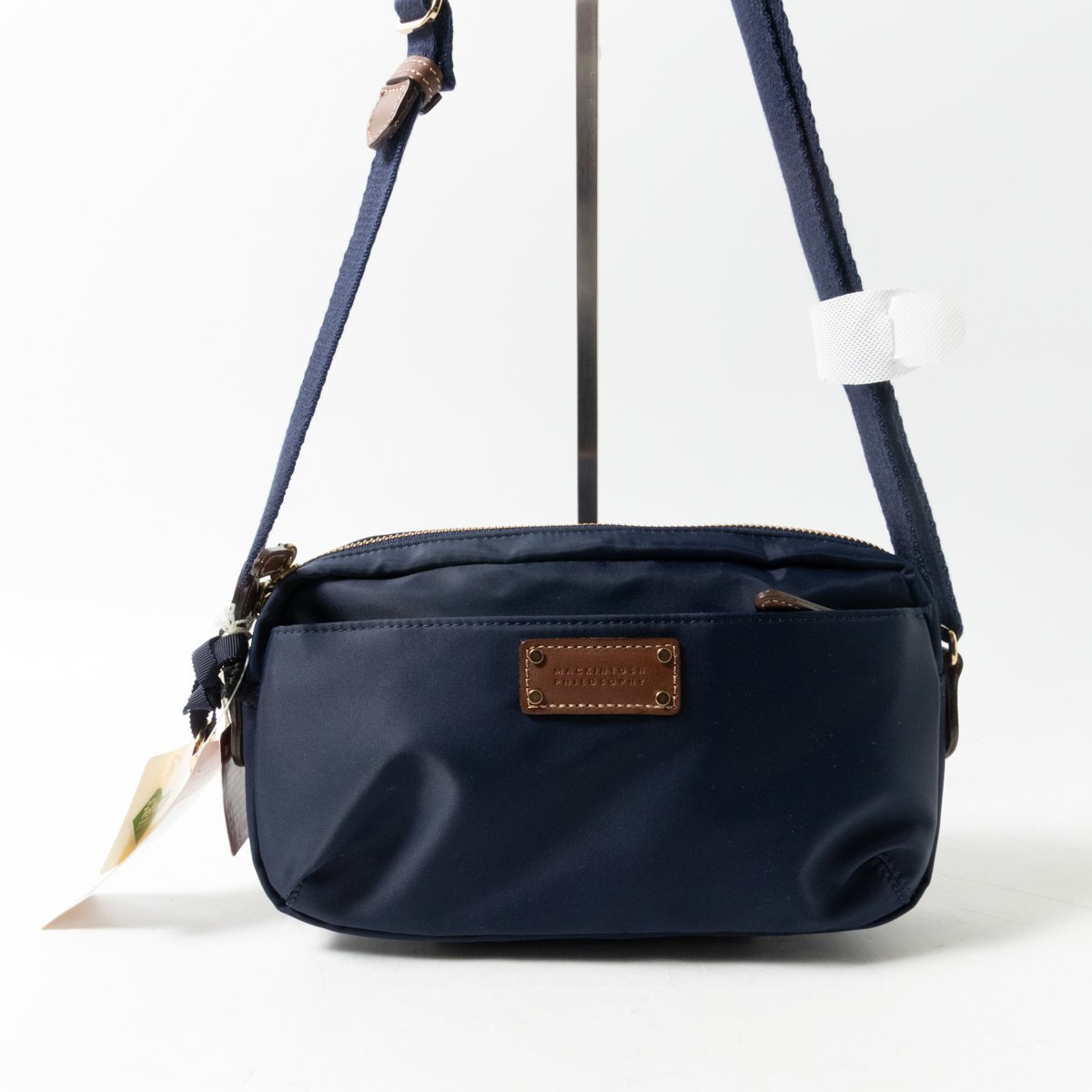 タグ付き MACKINTOSH PHILOSOPHY マッキントッシュフィロソフィー ショルダーバッグ ネイビー 紺 ファスナー開閉 カジュアル かばん bag