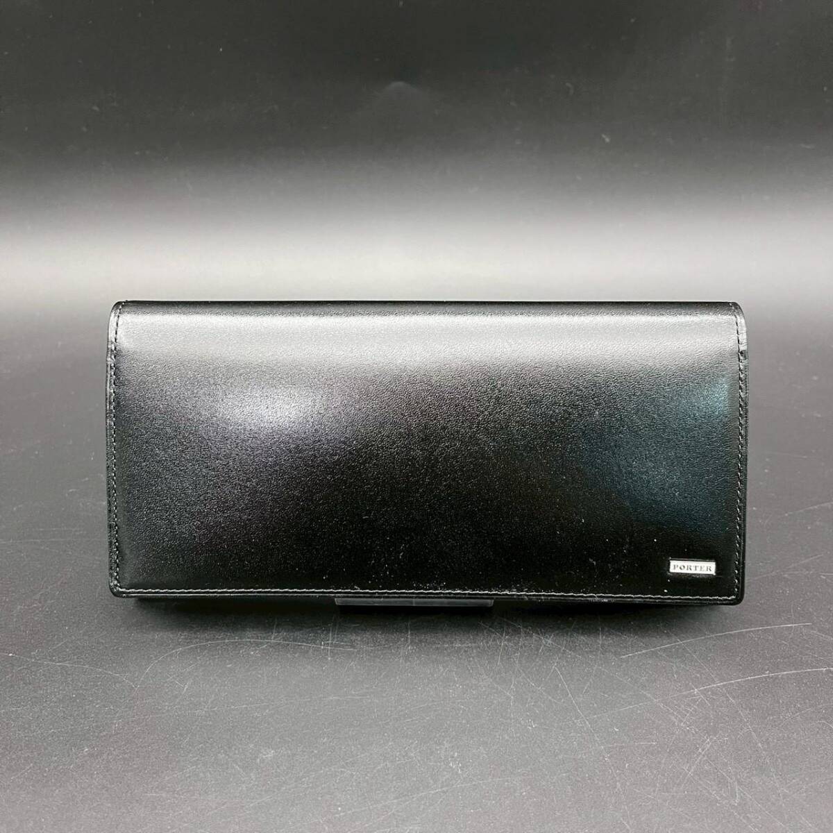 CV0326-30-4 未使用品 PORTER ポーター 長財布 ブラック レザー 本革 箱付き W19 D2.5cm 60サイズ
