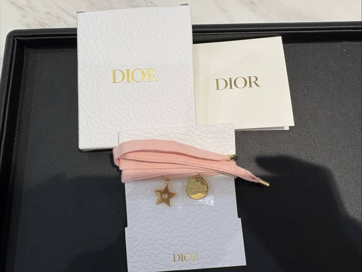 【SB11039】■美品■ ChristianDior クリスチャンディオール ロゴプレート スター 星 ネックレス チョーカー ピンク系×ゴールド系