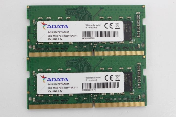 ADATA AO1P26KC8T1-BC3S 8GB PC4-2666V ノート用 メモリ 2個セット 合計16GB☆