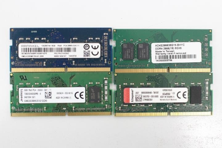 メーカーいろいろ 8GB DDR4 PC4-2666 ノート用 メモリ ４枚セット 合計32GB☆