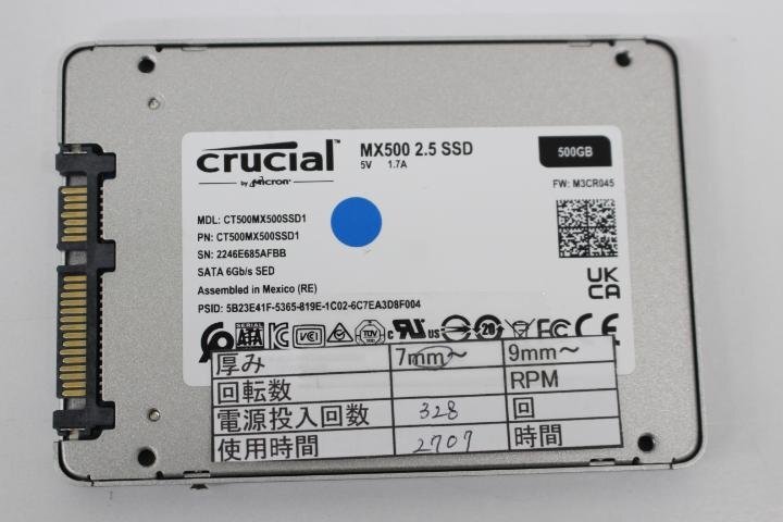 crucial CT500MX500SSD1 500GB 2.5 SSD SATA 動作品☆