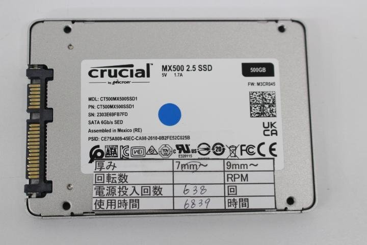 crucial CT500MX500SSD1 500GB 2.5 SSD SATA 動作品☆