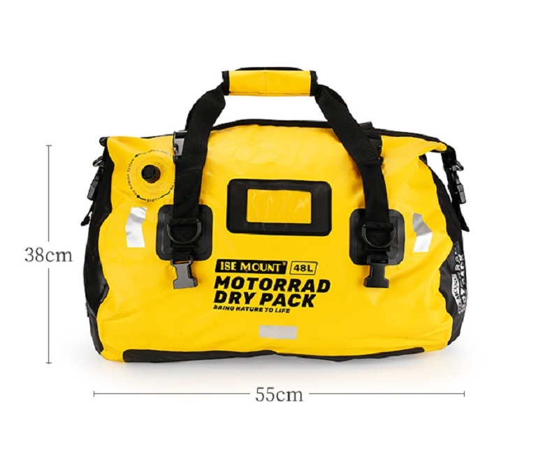 超高品質 完全防水 アウトドア収納バッグ 48L ドライバッグ ショルダー付き キャンプ ツーリング バイク 防水防湿 耐久性抜群38x55cm黄色い