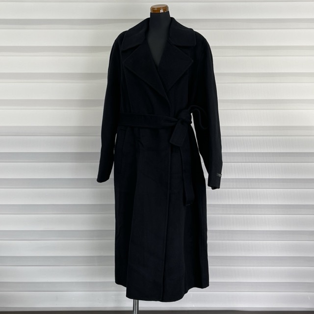 新品タグ付き Visit In NEWYORK ウールカシミヤブレンド ロングコート デイリールック レディース Lサイズ ブラック 1912095 /516095 在★3