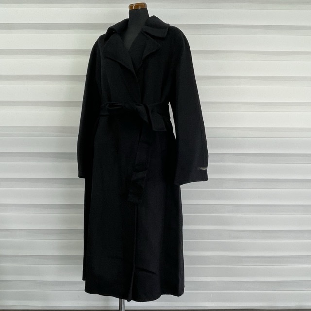 新品タグ付き VisitInNEWYORK ウールカシミヤポリエステル ロングコート レディース Sサイズ ブラック ビジット1912095/516093在★2